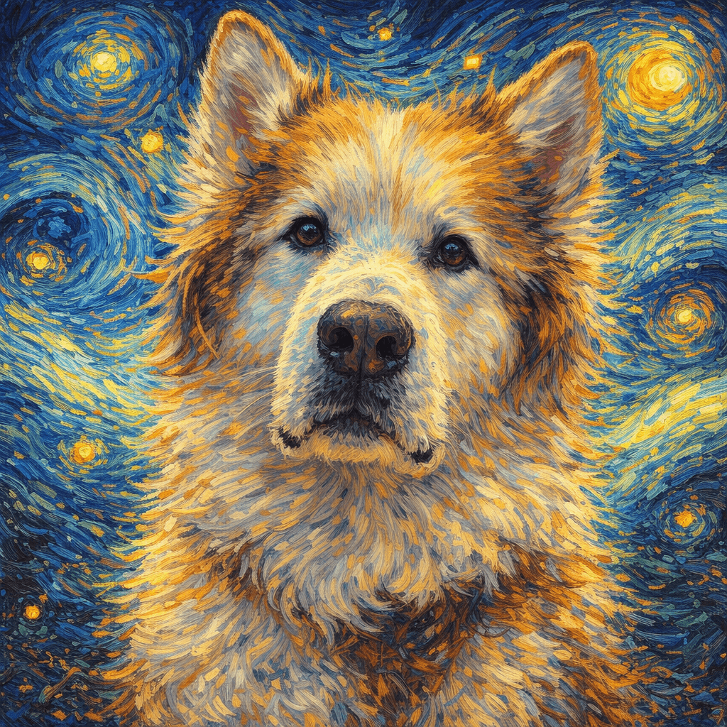 Pet in Van Gogh starry night style