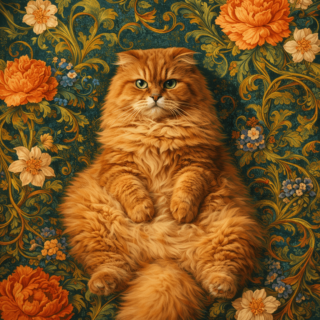 Pet portrait in William Morris tapestry — Garden & Tapestry collection